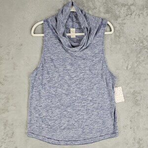 Free People Summer Thing Tank Top Womens Size L Heather Blue Cowl Neck Boho NWT